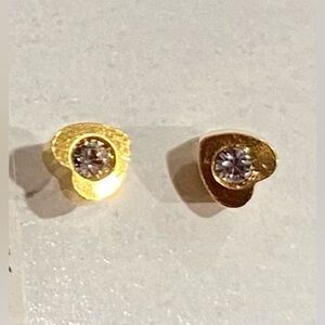 Gold Plated, Stainless Steel, Heart Post Back Earrings